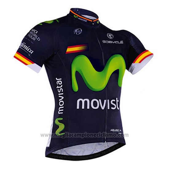 2017 Abbigliamento Ciclismo Movistar Campione Spagna Manica Corta e Salopette